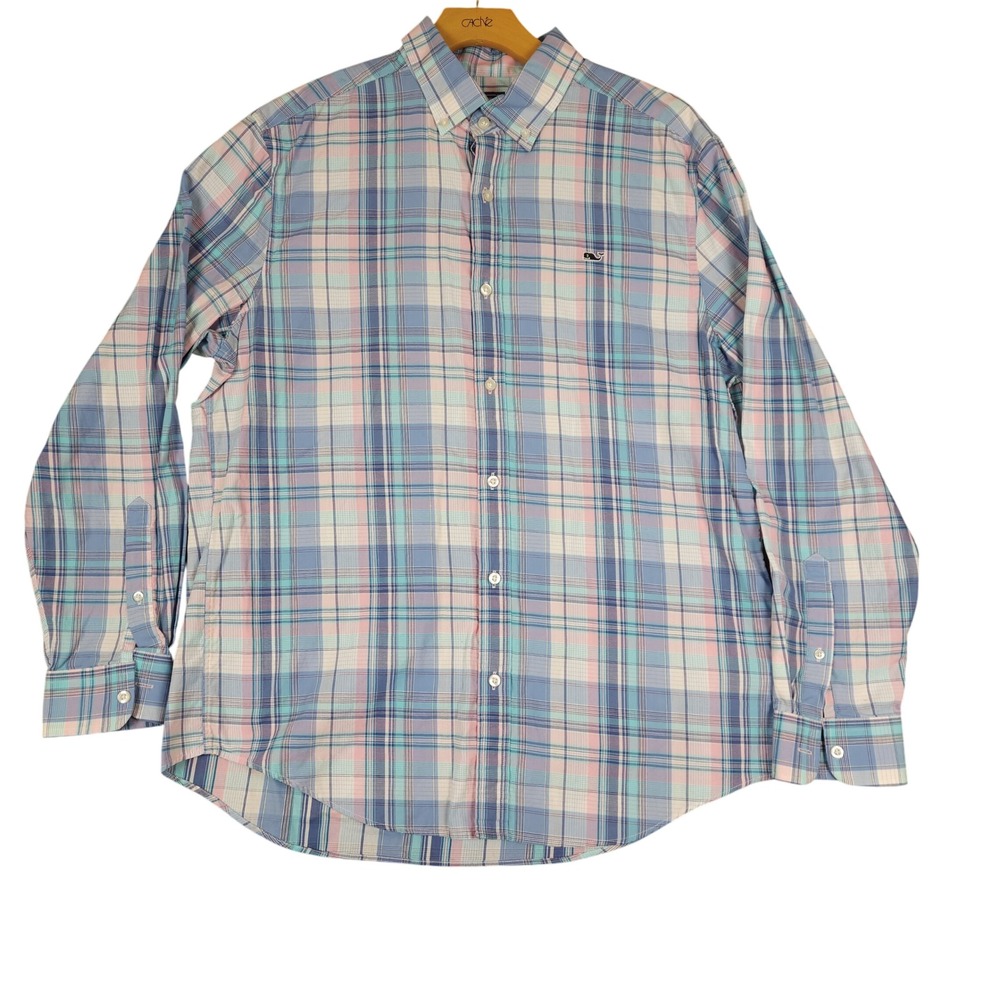Vineyard Vines Whale‎ Shirt Plaid Long Sleeve Button Down Men's Size L
